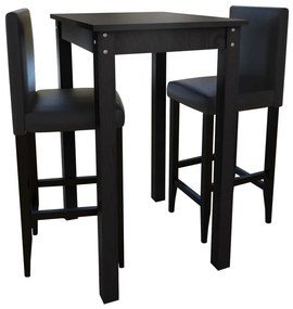 Masă de bar cu 2 scaune de bar, negru