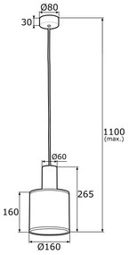 Lustră pe cablu HERMAN 1xE27/15W/230V alamă/neagră Argon 4248