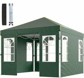 Outsunny Cort Pliabil 3x3 m Pop-up cu UPF50+ 4 Laterale Detașabile Înălțime Reglabilă și Husă de Transport Verde | Aosom Romania