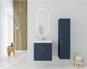 Set dulap baza suspendat Drop Lines Venus cu 2 usi bleumarin si lavoar 50 cm alb