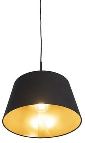 Lampă suspendată cu abajur din bumbac negru și auriu 32 cm - Combi