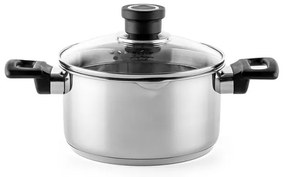 Cratiță Luigi Ferrero Sophia FR-3402, 18x10 cm, 2.3 l, Oțel 18/10, Capac din sticlă, Inducție, Inox