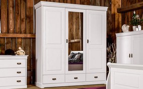 Dulap lemn masiv alb Florence, 193 × 62 × 218 cm
