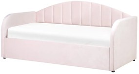 Pat de o persoană 200 x 90 cm Eithan (roz) (cu somieră). 1078827