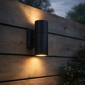 Aplică industrială exterior neagră 2 lumini IP44 - Vigo