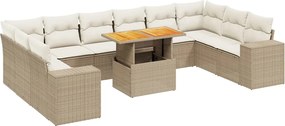 vidaXL Set canapele de grădină cu perne, 11 piese, bej, poliratan