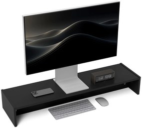 HOMCOM Suport Monitor PC până la 16 kg cu 2 Compartimente de Depozitare, 100x27x15 cm, Negru | Aosom Romania