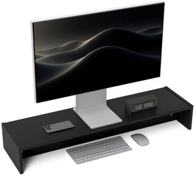 HOMCOM Suport pentru Monitor PC până la 16 kg cu 2 Compartimente de Depozitare, 100x27x15 cm, Negru | Aosom Romania