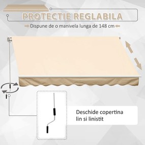 Outsunny Perdea Parasolar Rulou de Perete pentru Exterior, Impermeabilă, din Aluminiu și Poliester, 3x2.5m, Bej | Aosom Romania