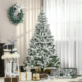 HOMCOM Brad de Crăciun Artificial Înzăpezit cu 750 Ramuri, Bază din Oțel, Plastică, 105x105x180 cm, Verde | Aosom Romania