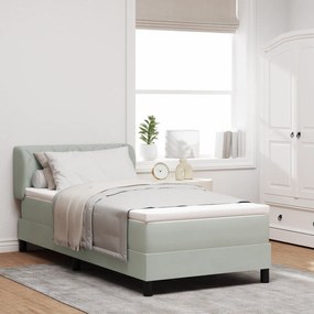 Pat cu Saltea Box Spring vidaXL Gri deschis 90x190 cm Catifea