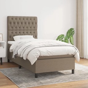 3141997 vidaXL Pat box spring cu saltea, gri taupe, 100x200 cm, textil