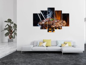 Tablou cu steac pe grill (150x105 cm)