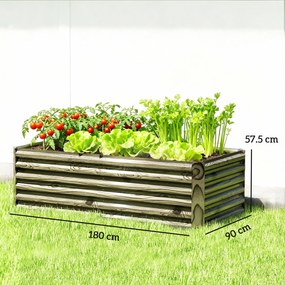 Outsunny Jardinieră mare dreptunghiulară din oțel galvanizat pentru terasă cu bază deschisă 180x90x57,5 cm Natural | Aosom Romania