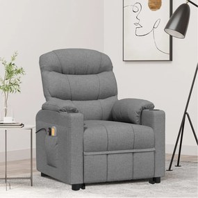 Fotoliu de masaj rabatabil electric, gri deschis, textil