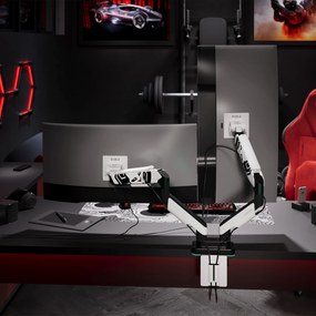 Suport dublu pentru monitoare de 49 de inchi, alb-negru X-Arm Dual RGB