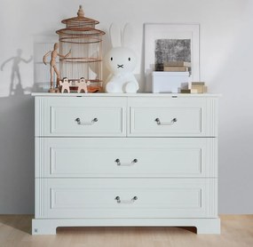 Comoda eleganta Ines alba cu 4 sertare L120 cm