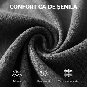 HOMCOM Fotoliu din chenille pentru dormitor, stil modern Mid-Century, cu picioare din lemn de cauciuc, gri închis | Aosom Romania