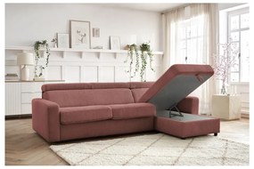 Colțar roz extensibil cu tapițerie din catifea reiată (cu colț variabil) Monaco – Bobochic Paris