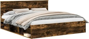 vidaXL Cadru de pat Stejar fumuriu 200 x 200 cm Lemn compozit