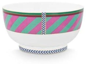 Bol din porțelan, Pip Studio, Stripes Pink-Green, 20.5cm, colecția Pip Chique