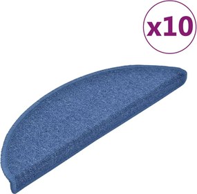 vidaXL Covorașe pentru scări, 10 buc., 56x17x3 cm, semirotunde, albastre