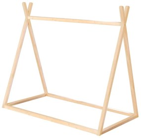 Pat pentru copii în culoare naturală de tip casă 70x140 cm Montessori – Roba