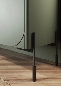 Comodă TV Sonatia 200 cm cu patru uși pe picioare metalice - verde măsliniu