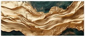 Tablou - Abstracție verde cu auriu II. (120x50 cm)
