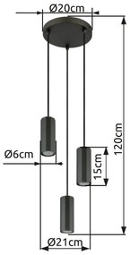 Lustra suspendata stil minimalist JAMES 3L gri