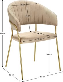 Fotoliu de sufragerie de design, bej, Velvet/gold crom auriu, DASMIN NEW TIP 1
