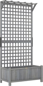 Outsunny Jardinieră înălțată cu spalier și acoperiș, cutie de plantare, pat de flori, rezistent la intemperii, lemn, 90 x 45 x 183 cm, gri închis | Aosom Romania