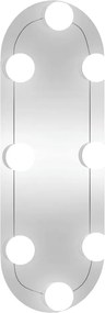vidaXL Oglindă de perete cu lumini LED 15x40 cm oval sticlă