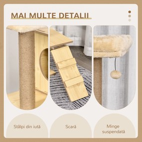 PawHut Ansamblu de joacă pentru pisici, cu hamac, paturi moi și stâlpi de zgâriat din sisal | Aosom Romania