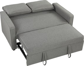 HOMCOM 3 în 1 Canapea Extensibilă 2 Locuri cu Spătar Reglabil pe 3 Poziții, 2 Perne, Material Textil Tip In Gri | Aosom Romania