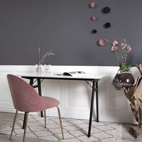 Scaun Geneve Dining, catifea, roz, picioare cu efect de alamă