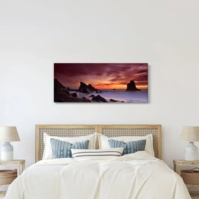 Tablou cu apus de soare pe mal (120x50 cm)