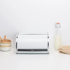 Cutie pentru paine Brabantia Roll Top 1003254, 11 l, 31.6x26.5 cm, Structura speciala, Alb/Inox