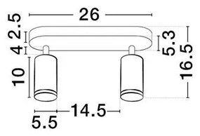 Plafoniera cu 2 Spoturi directionabile protectie IP44, MAO, NVL-9011416