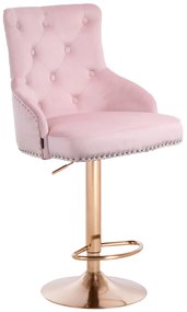HR654W Scaun Catifea Roz cu Bază Aurie