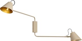 Lampă de perete modernă Taupe cu interior auriu reglabilă cu 2 lumini - Lune