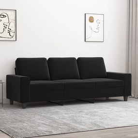 Canapea cu 3 locuri, negru, 180 cm, tesatura microfibra Negru, 214 x 77 x 80 cm