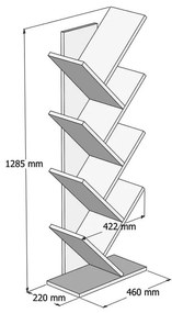 Modul cu rafturi Bimossa 566BMS2217, 128,5x46 cm, PAL laminat, 8 nivele, Alb