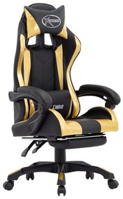 vidaXL Scaun de racing suport picioare auriu/negru piele ecologică