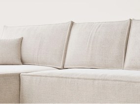 Colțar crem extensibil/cu spațiu de depozitare cu tapițerie din chenille (cu colț pe partea stângă/cu șezlong) Maze – Maison de Rêve