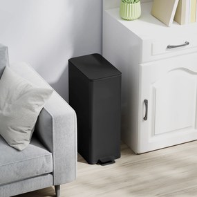 HOMCOM Coș de gunoi 20L, capac Soft-Close, compartiment pentru deodorant, rezistent la amprente, oțel inoxidabil, Negru | Aosom Romania