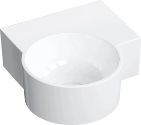 Lavoar suspendat Omnires Ovo M+ finisaj alb lucios 34 cm dreapta