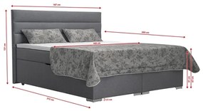 Pat tapițat NEW BOLERO 160x200 cm, cu spațiu de depozitare și saltele cu topper, gri