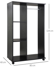 Dulap HOMCOM pentru haine Dulap de depozitare mobil din panouri de particule negru | Aosom Romania