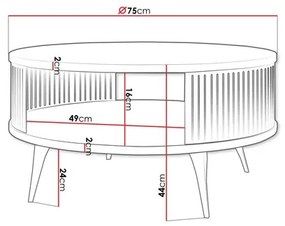 Măsuță de cafea ROENNI 44x75 cm negru/stejar auriu